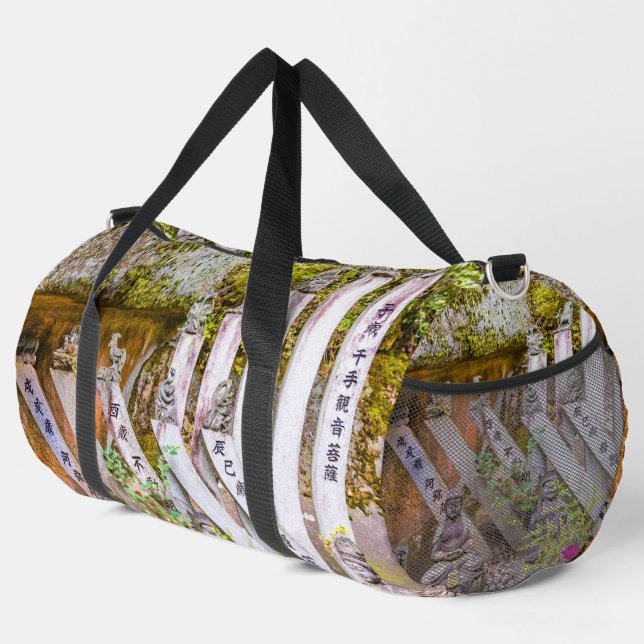 Buddha-Statuen am Senko-ji-Tempel Duffle Bag (Rechte Ecke)