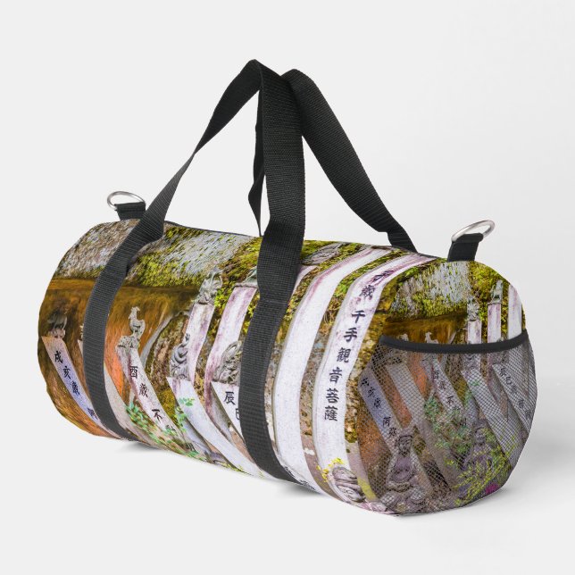 Buddha-Statuen am Senko-ji-Tempel Duffle Bag (Rechte Ecke)