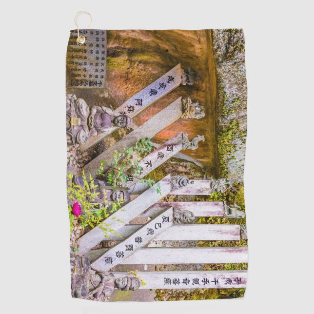 Buddha-Statuen am Senko-ji-Tempel Golfhandtuch (Vorderseite)