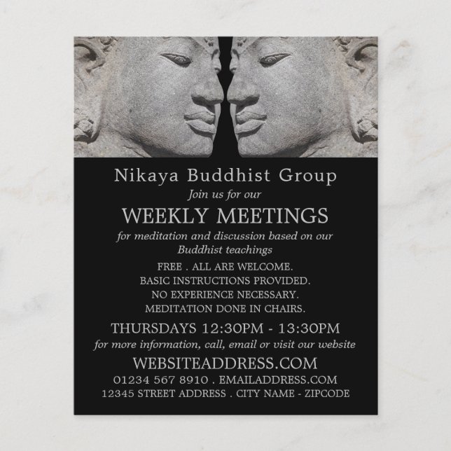 Buddha Statues, Buddhistischer Flyer für Gruppenwe (Vorne)