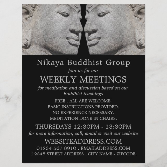 Buddha Statues, Buddhistischer Flyer für Gruppenwe (Vorne)