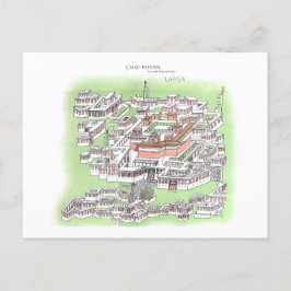 Buddha-Tempel von Cho-Khang in Lhasa 1902 Zeichnen Postkarte