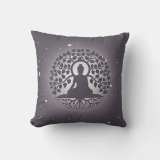 Buddha Tree Yoga Throw Pillow Kissen