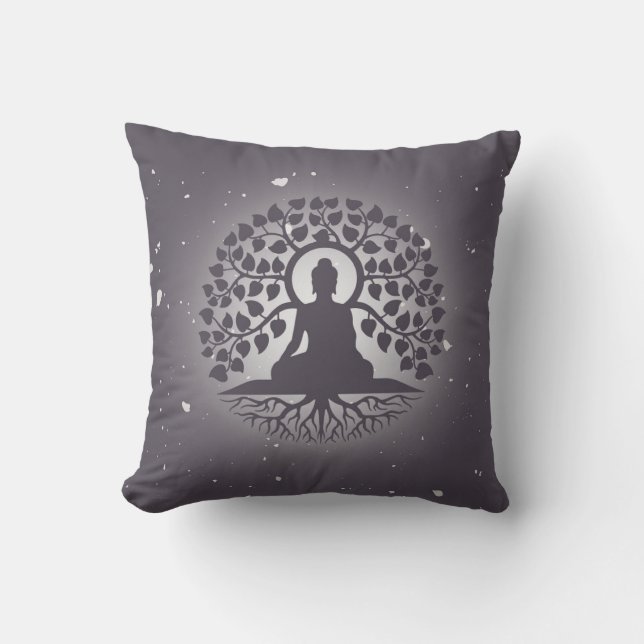 Buddha Tree Yoga Throw Pillow Kissen (Vorderseite)