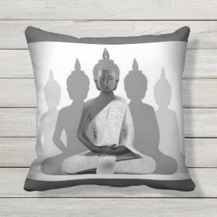 Buddha u. vier Silhouetten Kissen