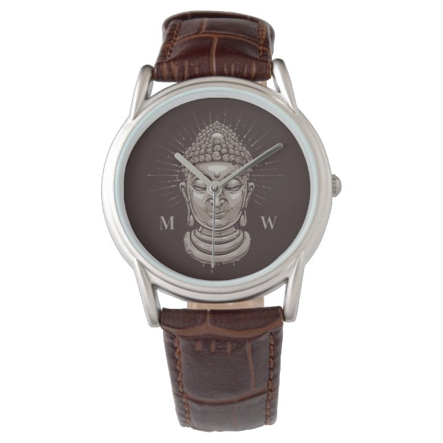 Buddha-Uhren mit Monogramm Armbanduhr (Vorderseite)