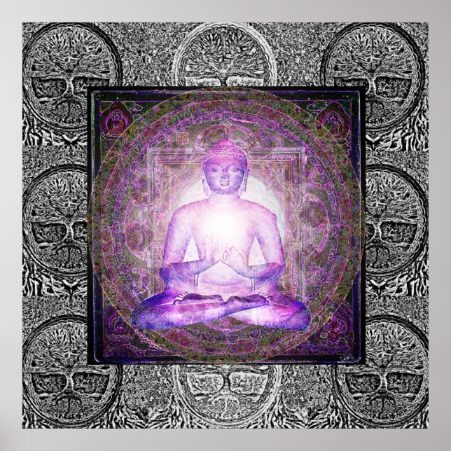 Buddha und Baum des Lebens Poster (Vorne)