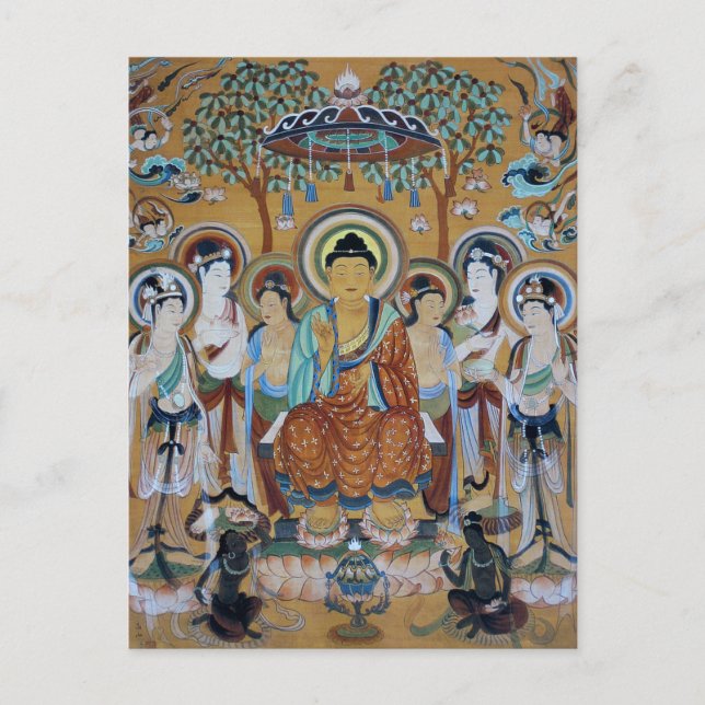 Buddha und Bodhisattvas Dunhuang Mogao Höhlen Kuns Postkarte (Vorderseite)