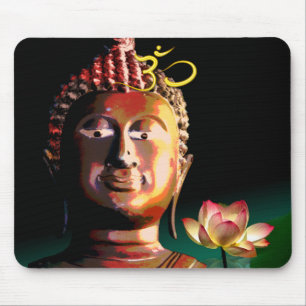 Buddha und erblühte Lotus und Om-Mauspad Mousepad