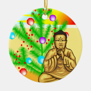 Buddha- und Weihnachtsbaum Keramikornament