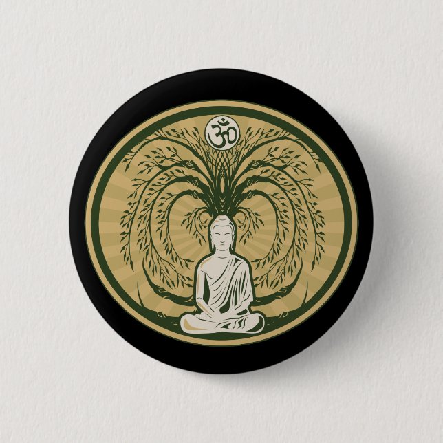 Buddha unter dem Bodhi Baum Button (Vorderseite)