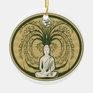 Buddha unter dem Bodhi Baum Keramikornament