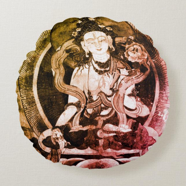 Buddha, Vintag Heruka, Tibet Rundes Kissen (Vorderseite)