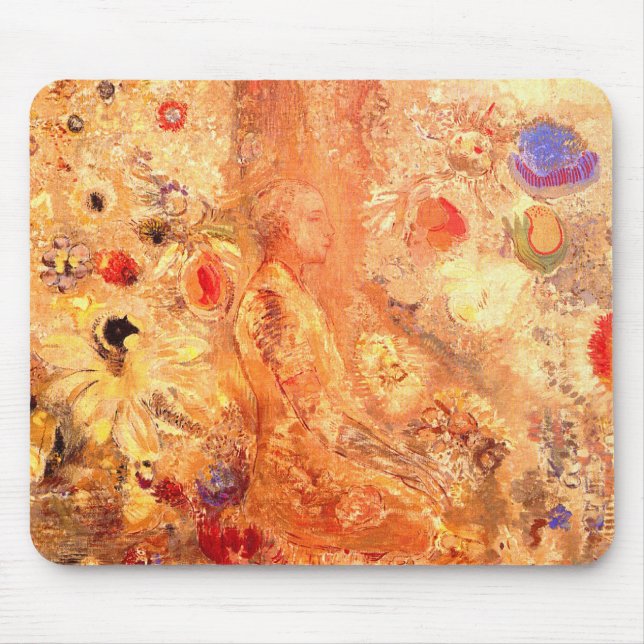 Buddha von Symbolist Painter Odilon Redon Mousepad (Vorne)
