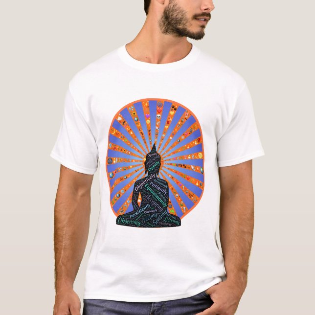 Buddha vor einem Symbolrad T-Shirt (Vorderseite)