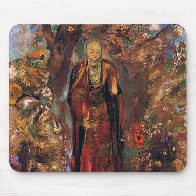 Buddha Walking zwischen den Blume Mousepad (Vorne)