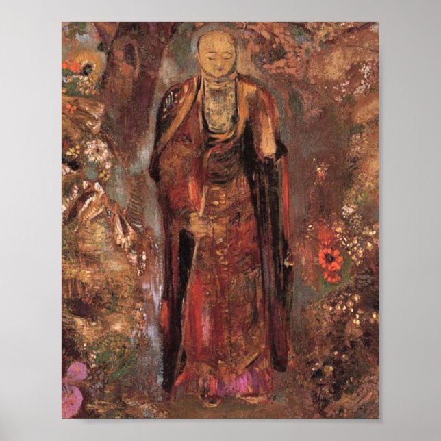 Buddha Walking zwischen den Blume von Odilon Redon Poster (Vorne)