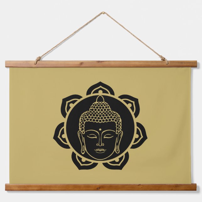 Buddha Wall Art Decor Chakra Dekor Wandteppich Mit Holzrahmen (Vorne)