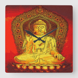 Buddha Wall Clock Quadratische Wanduhr
