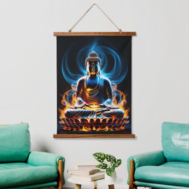 Buddha Wandteppich Mit Holzrahmen (Wohnzimmer)