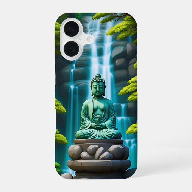 Buddha Wasserfall iPhone 16 Hülle (Rückseite)