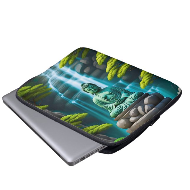 Buddha Wasserfall Laptopschutzhülle (Vorne Knopf)