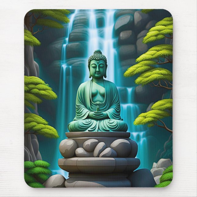 Buddha Wasserfall Mousepad (Vorne)