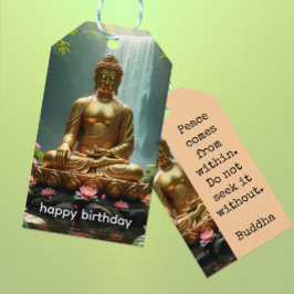 Buddha, Wasserfall, Schmetterlinge, Lotus Geschenkanhänger