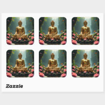 Buddha, Wasserfall, Schmetterlinge, Lotus