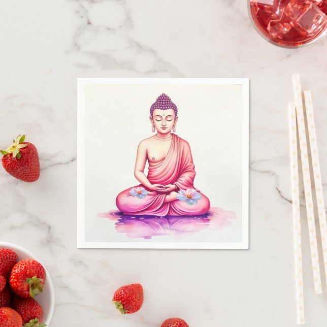 Buddha Watercolor Napkins, Meditation / Yoga Serviette (Beispiel)