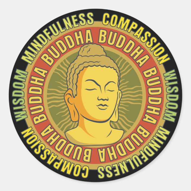 Buddha Wisdom Runder Aufkleber (Vorderseite)