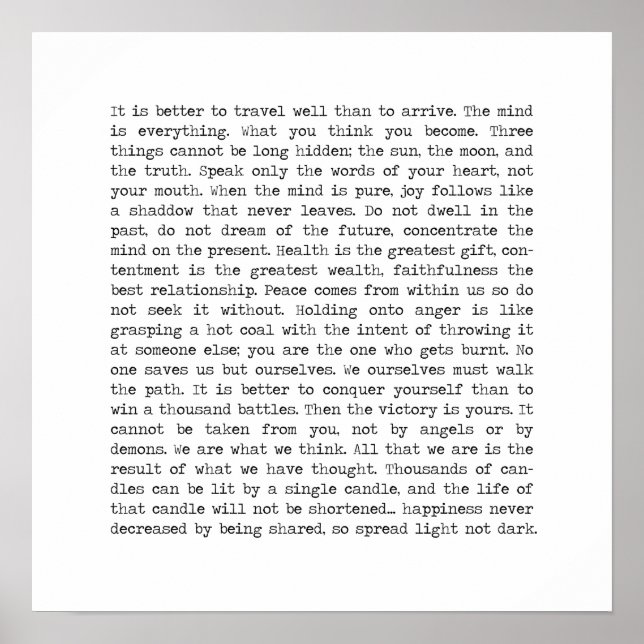 Buddha Wisdom Wörter zitieren Poster (Vorne)