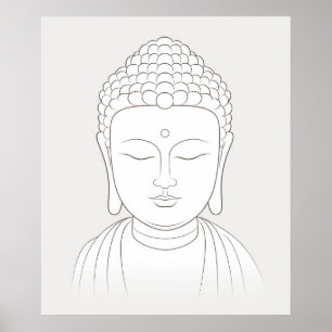 Buddha Yoga Meditation Minimalistische Linienkunst Poster