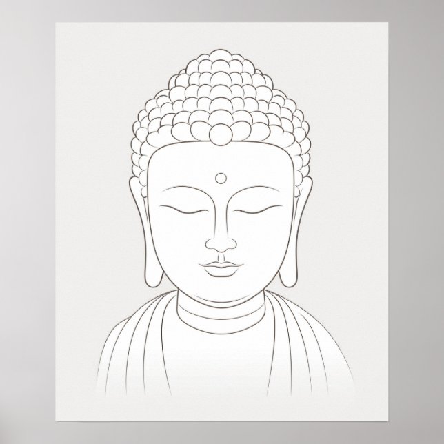 Buddha Yoga Meditation Minimalistische Linienkunst Poster (Vorne)