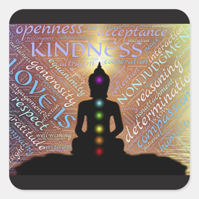Buddha Zen Liebe Spirituelle Erleuchtung Quadratischer Aufkleber (Vorderseite)