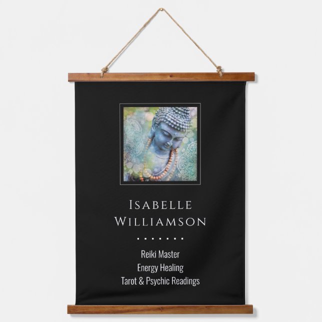 Buddha Zen Reiki Yoga Meditation Heilige spirituel Wandteppich Mit Holzrahmen (Vorderseite)