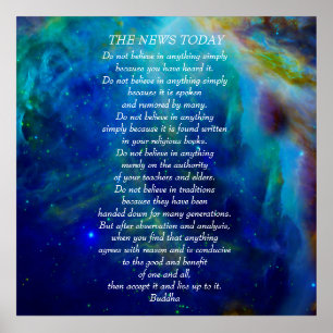 Buddha-Zitat glauben nicht Nachrichten heute Poster