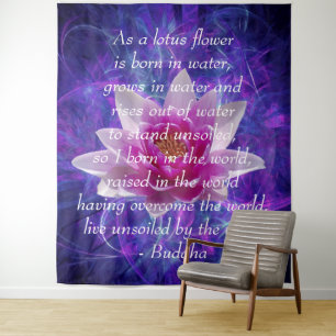 Buddha Zitat Lotus Blume Wandteppich