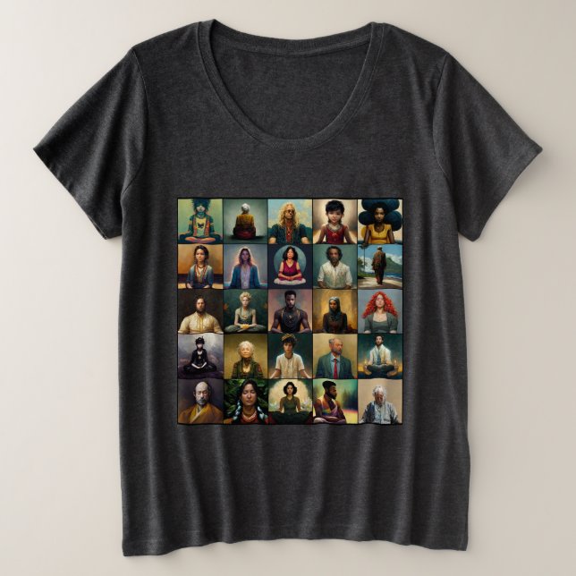 Buddha Zitat: Meditat, sei nicht sorglos Große Größe T-Shirt (Design vorne)