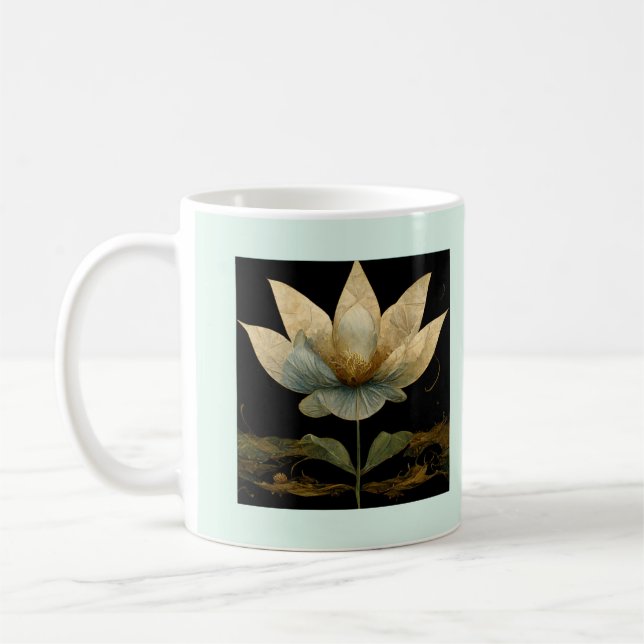 Buddha Zitat über Meinungen Menschen GOLD Lotus Kaffeetasse (Links)
