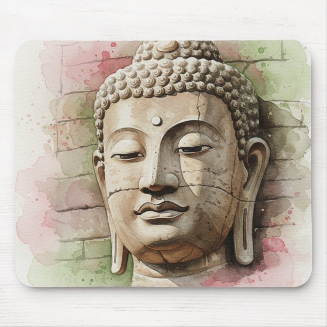 Buddhakopf aus Stein Mousepad (Vorne)