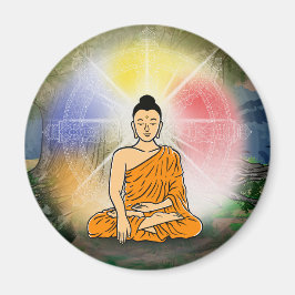 Buddhas Erleuchtung & Dharma Wheel Magnet