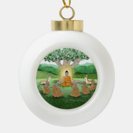 Buddhas erster Sermon-Unterricht über Weihnachtssc Keramik Kugel-Ornament