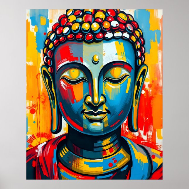 Buddhas farbenfrohe Abstrakte Malerei Poster (Vorne)