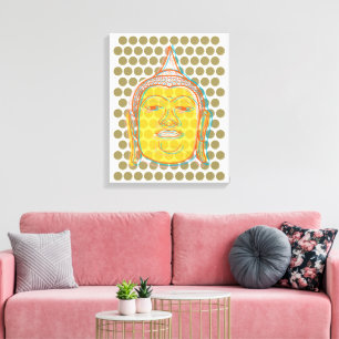 Buddhas Head Offset Print Zen Moderne Pop Dots Leinwanddruck