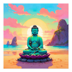 Buddhas Sonnenuntergangsreflexion Fotodruck