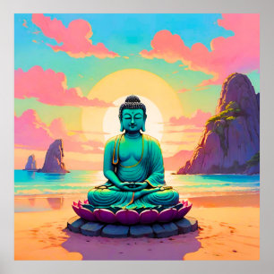 Buddhas Sonnenuntergangsreflexion Poster