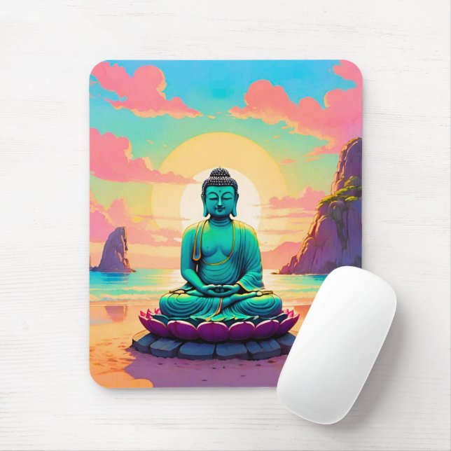 Buddhas Sunset Reflektion Mousepad (Mit Mouse)