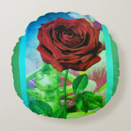 BuddhaToday V3.blu #4 Flower Frog Pillow Rundes Kissen