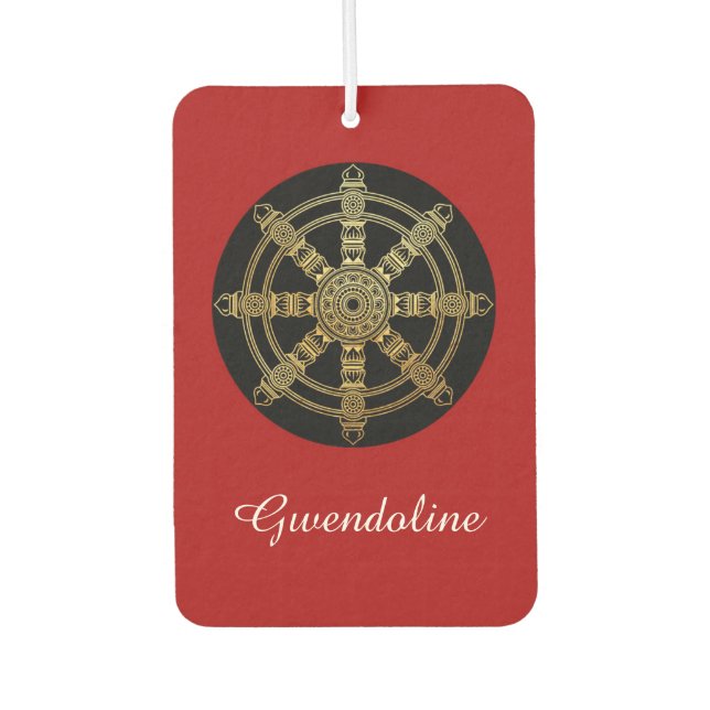 Buddhism Golden Dharma Wheel Personalized Autolufterfrischer (Vorderseite)